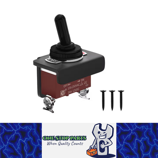 1 x 30A Toggle Switch with Mounting Bracket Panel 12V On/Off 2 Pin SPST Switch