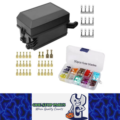 1 x 6 Way ATC/ATO Blade Fuse Holder and 6 Way Relay Box Block with Fuse Kit