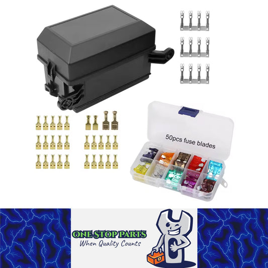 1 x 6 Way ATC/ATO Blade Fuse Holder and 6 Way Relay Box Block with Fuse Kit