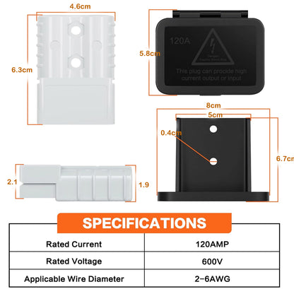 1 x 120A Grey Anderson style Plug Includes Flush Mount Bracket and Cover