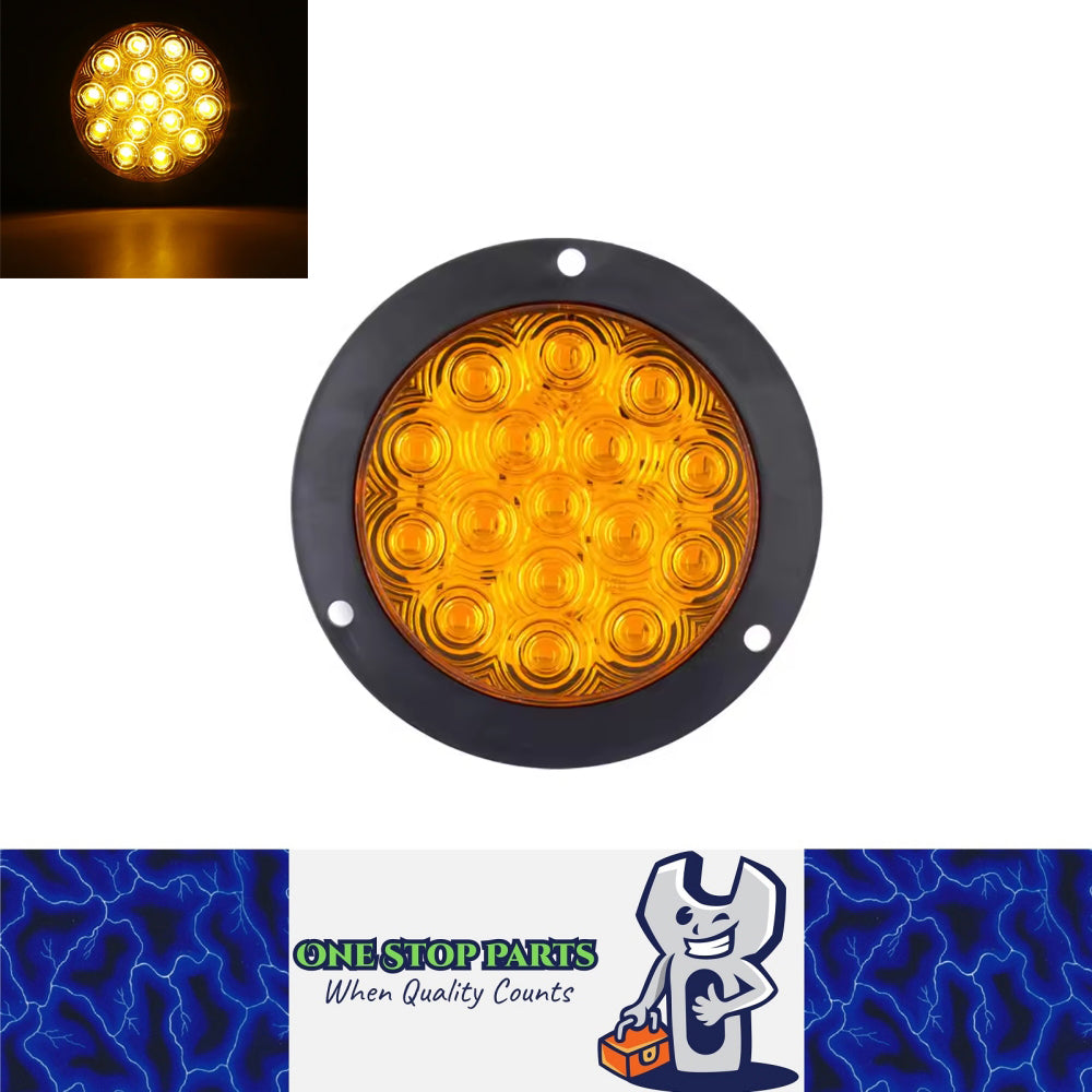 1 x Amber LED Rear Light Round 136mm 12-24V Indicator Lamp Caravan Trailer Truck