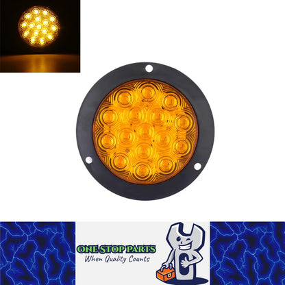 1 x Amber LED Rear Light Round 136mm 12-24V Indicator Lamp Caravan Trailer Truck