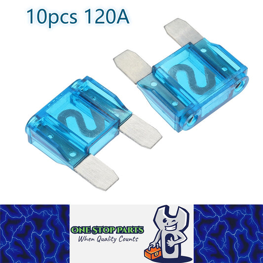 10 x 120Amp Blue Maxi Blade Fuses 10pc Pack double leg fuses 120 Amp (10pcs)