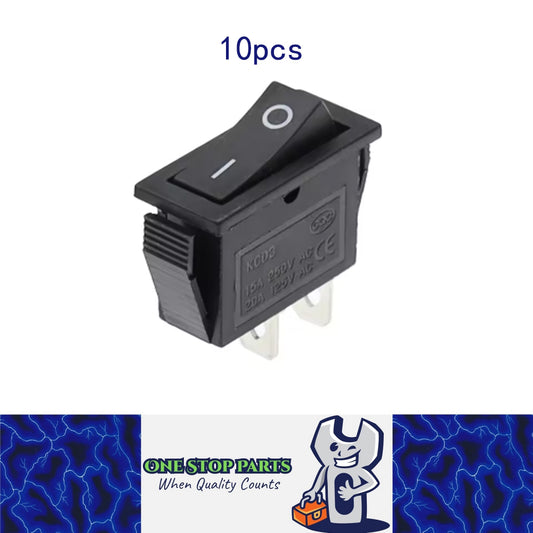 10 x Black Rocker Switches 31x14mm ON/OFF 2 Pin SPST KCD3 Switches