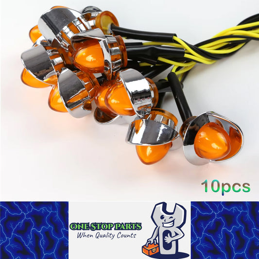 10 x Amber Round LED Side Marker Lamps 1.9CM 12V-24V LED Side Marker Lamps
