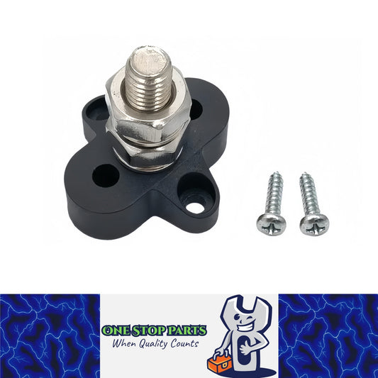 M10 Black Insulated Power Distribution Stud Terminal Block Single Stud