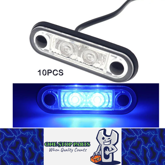 10 x Blue LED Side Marker Lamps 82x27mm 12V-24V LED Side Signal Indicator Lights
