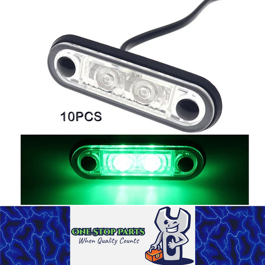 10 x Green LED Side Marker Lamps 82x27mm 12V-24V LED Side Marker Signal Lights