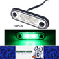 10 x Green LED Side Marker Lamps 82x27mm 12V-24V LED Side Marker Signal Lights