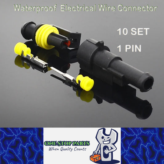 10 Sets 1 Pin Way AMP Waterproof Connector Car Electrical Wire Connectors Plugs