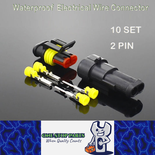 10 Sets 2 Pin Way AMP Waterproof Connector Car Electrical Wire Connectors Plugs