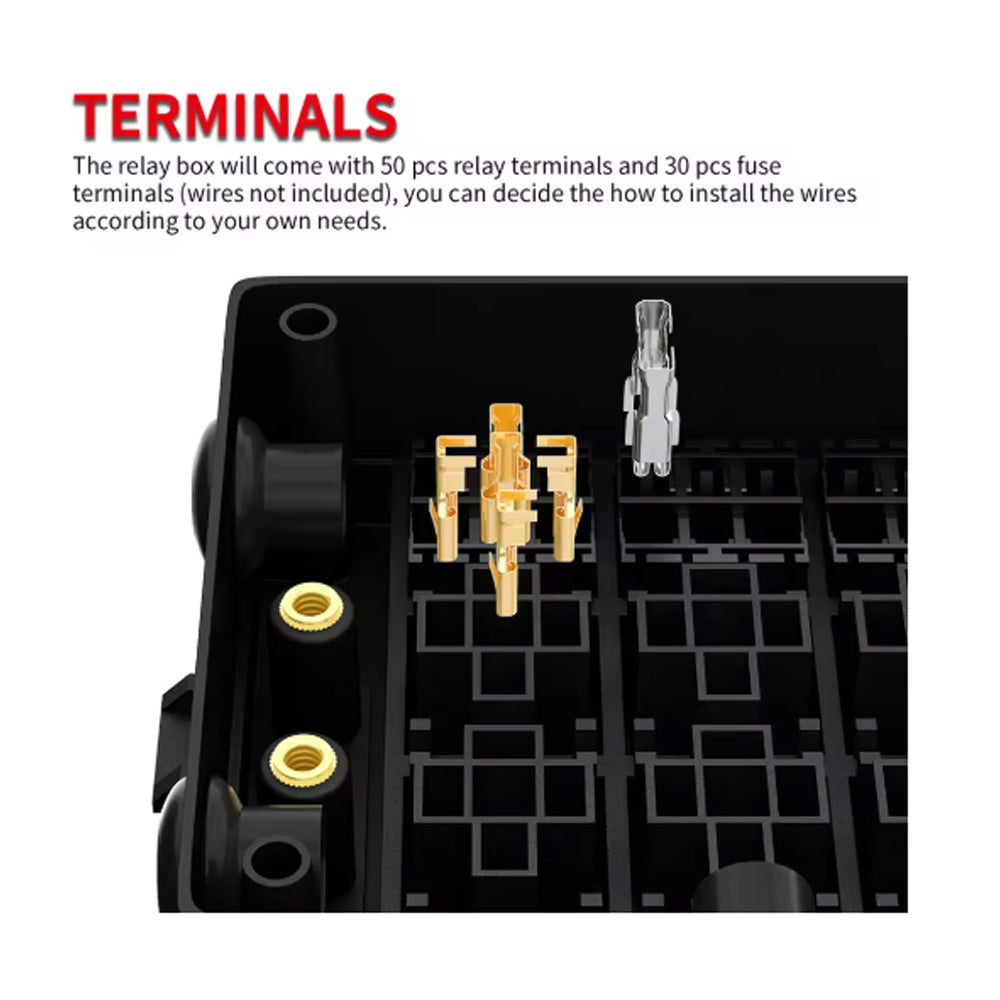 12V Fuse Relay Box 10 Relay Slots 15 ATC/ATO Fuses Holder for Car Truck Marine