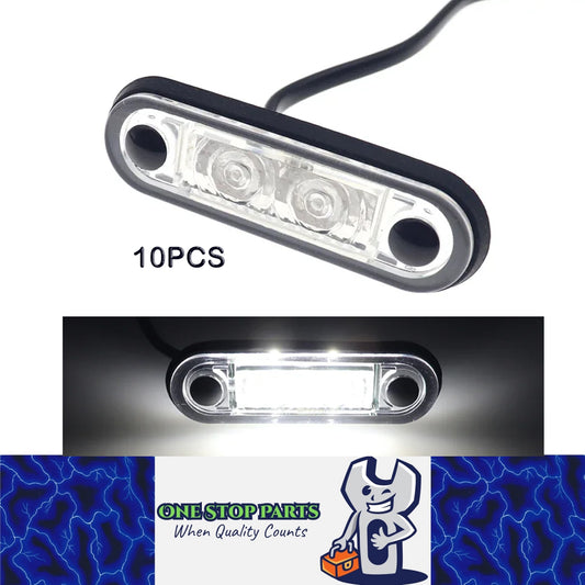 10 x White LED Front Marker Lamps 82x27mm 12-24V LED Front Marker Signal Lights