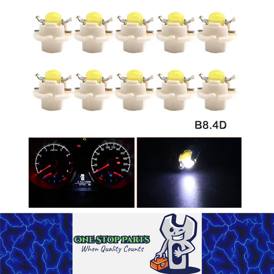 10 x White T5 Cap B8.4D COB LED Instrument Light Twist and Lock LED Dash Light
