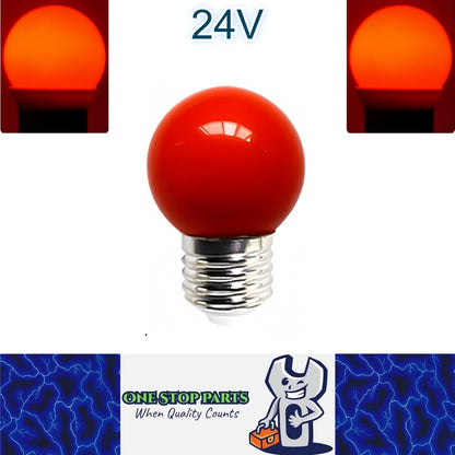 Red 24V E27 1W LED Bubble Globe Frosted Lens Red LED Bulb ideal for sign