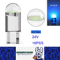 10 X 24V Ice Blue T10 Dome Head COB LED Globes Ideal for Dash Lights Parkers
