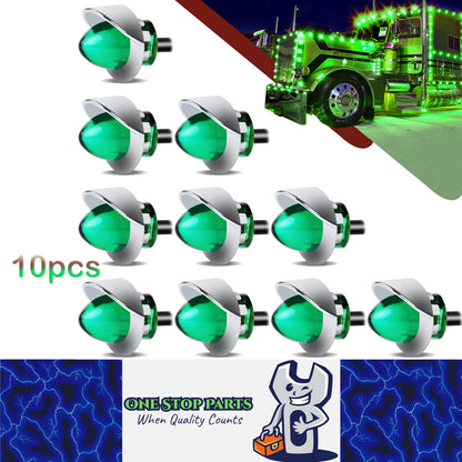 10 x Green Round LED Side Marker Lamps 1.9CM 12V-24V LED Marker Signal Lights