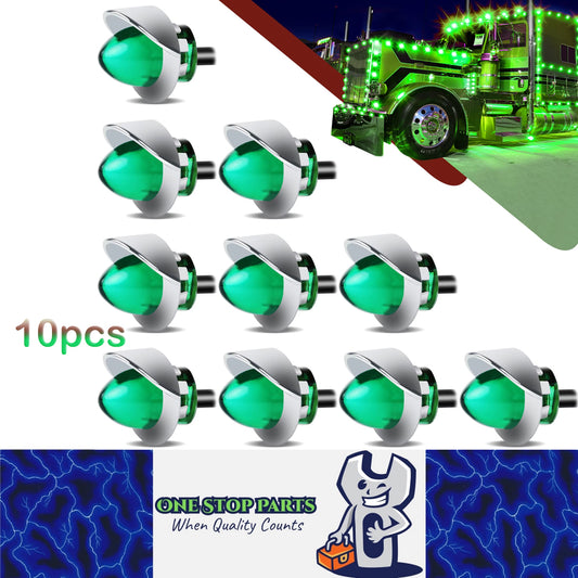 10 x Green Round LED Side Marker Lamps 1.9CM 12V-24V LED Marker Signal Lights