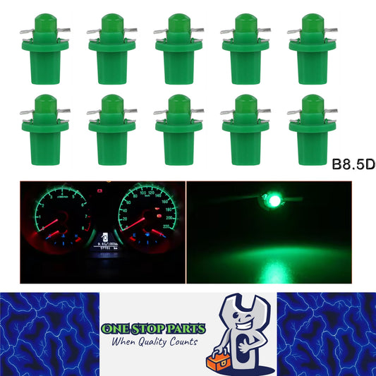 10 x Green T5 Cap B8.5D COB LED Instrument Light Twist and Lock LED Dash Light