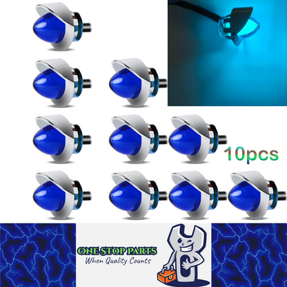 10 x Ice Blue Round LED Side Marker Lamps 1.9CM 12V-24V LED Signal Indicator