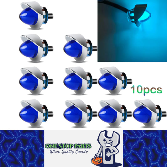 10 x Ice Blue Round LED Side Marker Lamps 1.9CM 12V-24V LED Signal Indicator