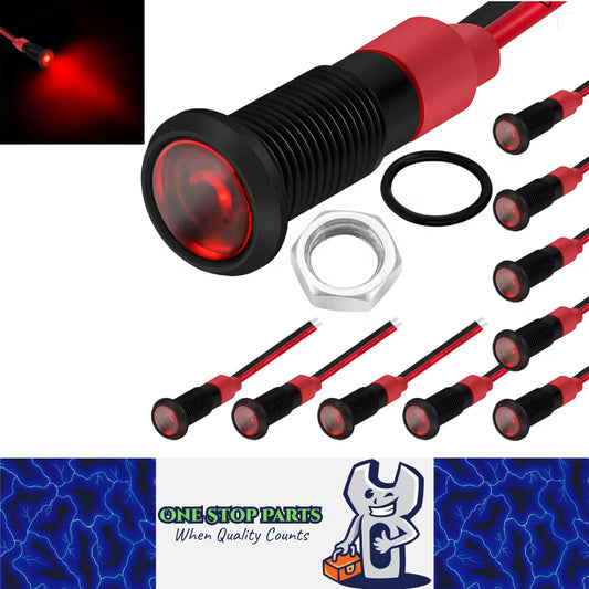 10 x Red LED Indicator Light 6mm Metal 12V Red Pilot Lamp IP67 Car Boat Marine
