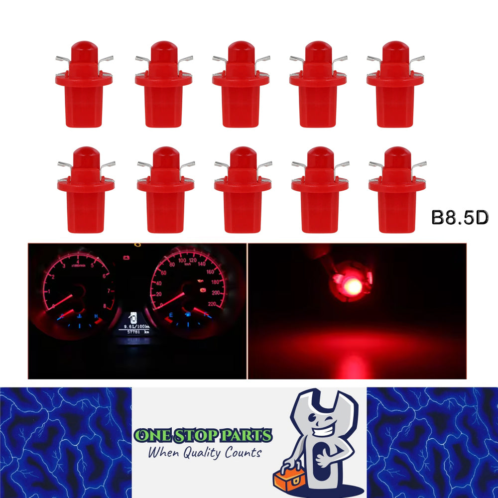 10 x Red T5 Cap B8.5D COB LED Instrument Light Twist and Lock LED Dash Light