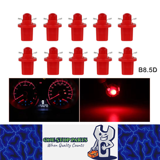 10 x Red T5 Cap B8.5D COB LED Instrument Light Twist and Lock LED Dash Light