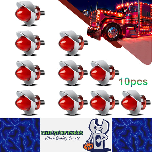 10 x Red Round LED Rear Marker Lamps 1.9CM 12V-24V LED Rear Marker Lights