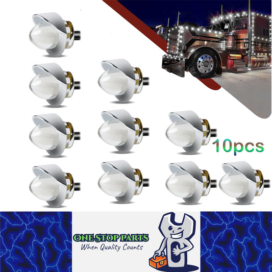 10 x White Round LED Front Marker Lamps 1.9CM 12V-24V LED Front Marker Lights