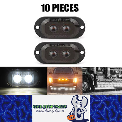 10 x White LED Front Marker Lamps 2LED 12V-24V Multivolt LED Front Marker Lights