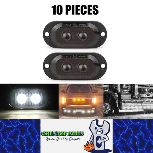 10 x White LED Front Marker Lamps 2LED 12V-24V Multivolt LED Front Marker Lights