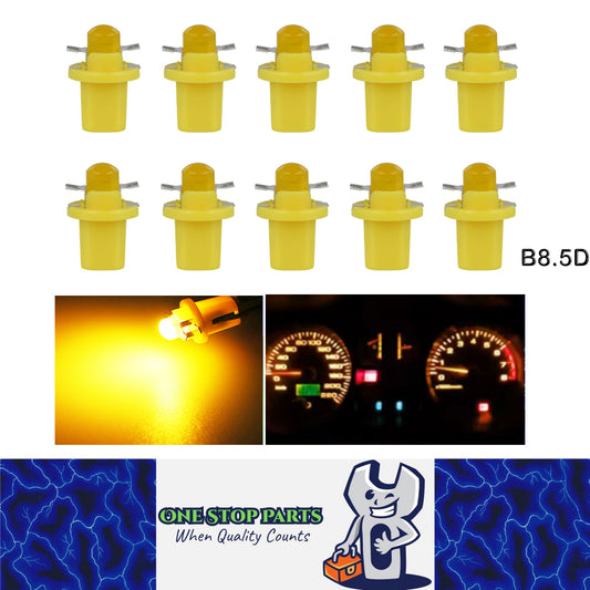 10 x Yellow T5 Cap B8.5D COB LED Instrument Light Twist and Lock LED Dash Light