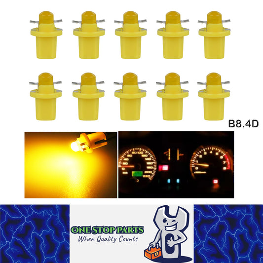 10 x Yellow T5 Cap B8.4D COB LED Instrument Light Twist and Lock LED Dash Light