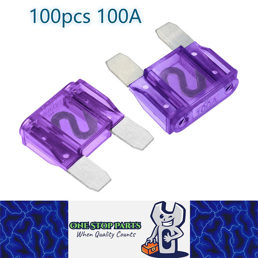 100 x 100Amp Purple Maxi Blade Fuses 100pc Pack double leg fuses 100 Amp