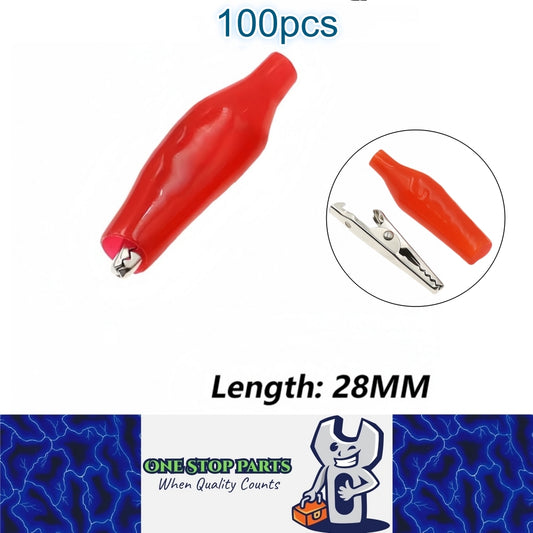 100 x Alligator Clips Clamps 28mm Red Crocodile Alligator Jumper Test clips