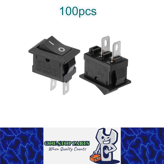 100 x Black Rocker Switches 10x15mm ON/OFF 2 Pin SPST Panel Mount Mini Switches