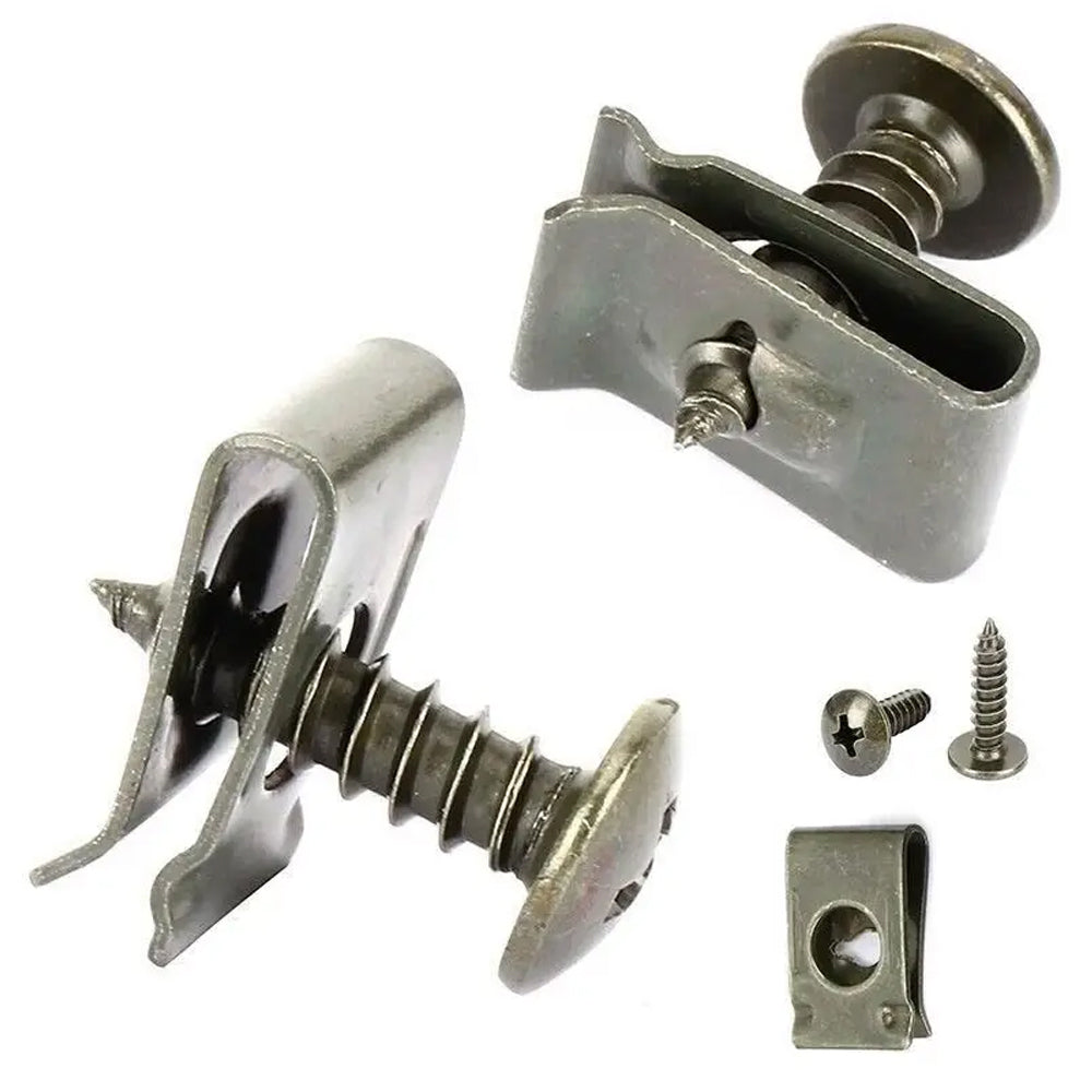 50 Sets Car Metal Screw Tapping Fastener U Clips Anti-Rust U Clamps with Screws