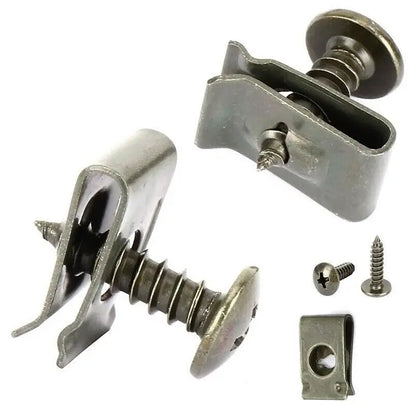 50 Sets Car Metal Screw Tapping Fastener U Clips Anti-Rust U Clamps with Screws