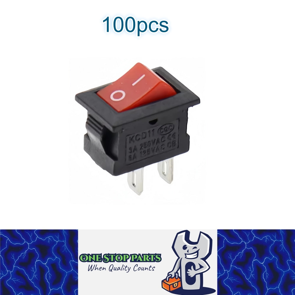 100 x Red Rocker Switches 10x15mm ON/OFF 2 Pin SPST Panel Mount Mini Switches