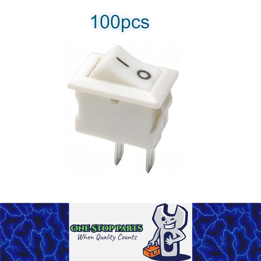 100 x White Rocker Switches 10x15mm ON/OFF 2 Pin SPST Panel Mini Rocker Switches