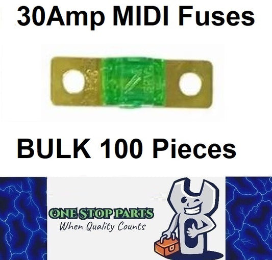 100 x 30A MIDI Fuses ANS 30Amp Fuses 41mm x 12mm 4wd Caravan Fuses 100pcs