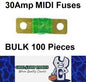 100 x 30A MIDI Fuses ANS 30Amp Fuses 41mm x 12mm 4wd Caravan Fuses 100pcs