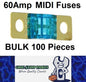 100 x 60A MIDI Fuses ANS 60Amp Fuses 41mm x 12mm 4wd Caravan Fuses 100pcs