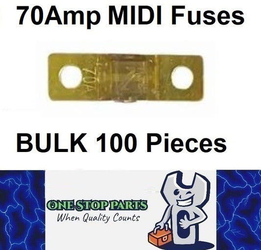 100 x 70A MIDI Fuses ANS 70Amp Fuses 41mm x 12mm 4wd Caravan Fuses 100pcs