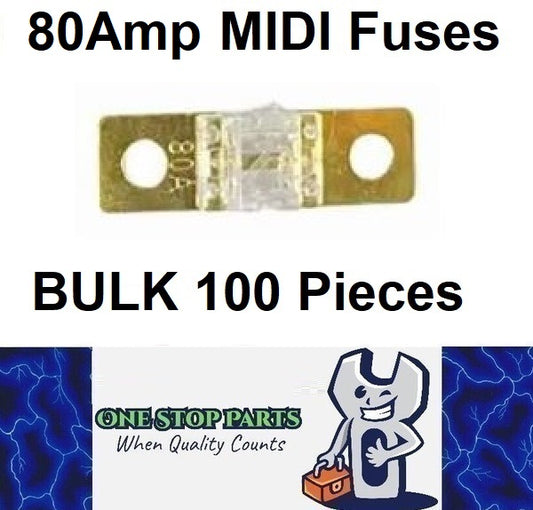 100 x 80A MIDI Fuses ANS 80Amp Fuses 41mm x 12mm 4wd Caravan Fuses 100pcs