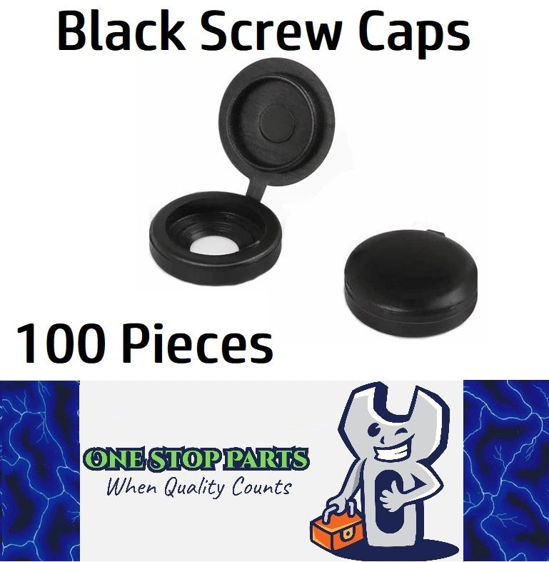 100 x Black screw covers Bulk Screw Cap Covers with Lid (100pcs)