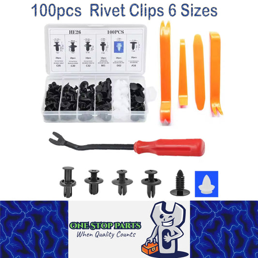 100 x Car Bumper Retainer Clip Trim Panel Push Fastener Rivet Clip with Removal