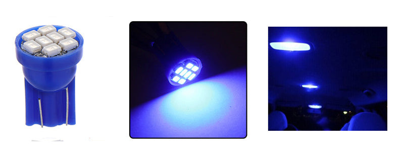 100 x Crystal Blue 12v T10 8smd Flat Face (100pcs)