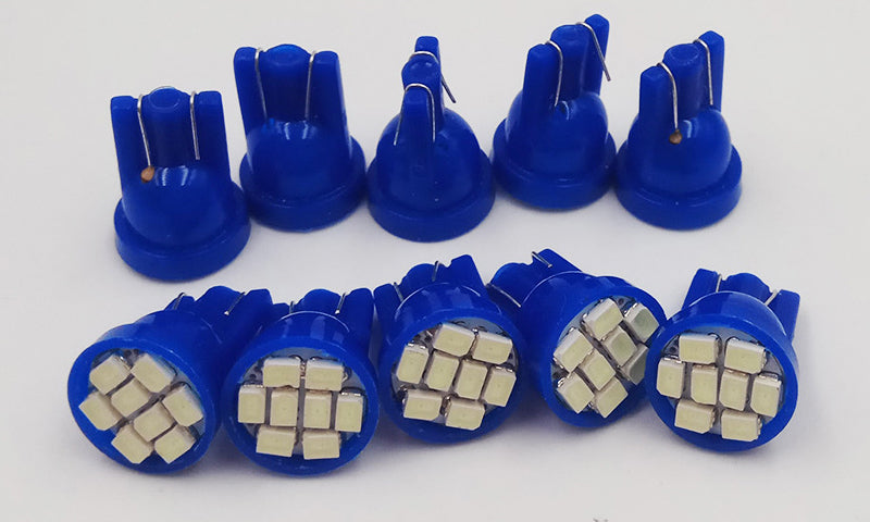 100 x Crystal Blue 12v T10 8smd Flat Face (100pcs)